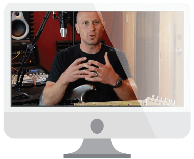 Live online guitar lessons display image in studio