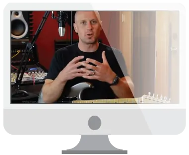 Live online guitar lessons display image in studio