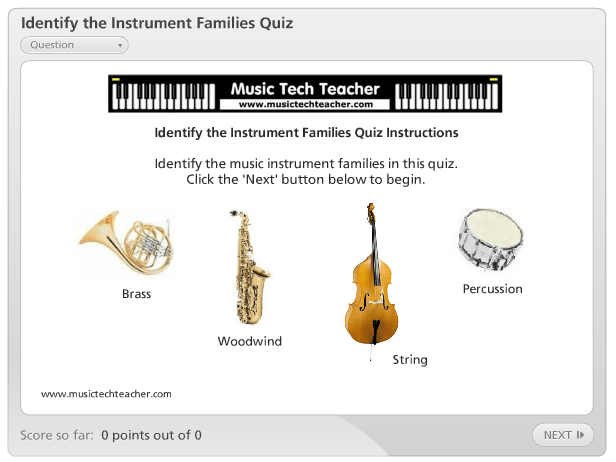 Identify The Instrument Families Quiz music game online