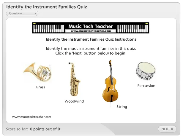 Identify The Instrument Families Quiz music game online