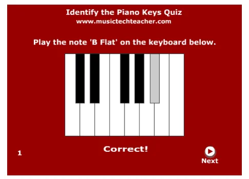 Identify The Piano Keys music game online 