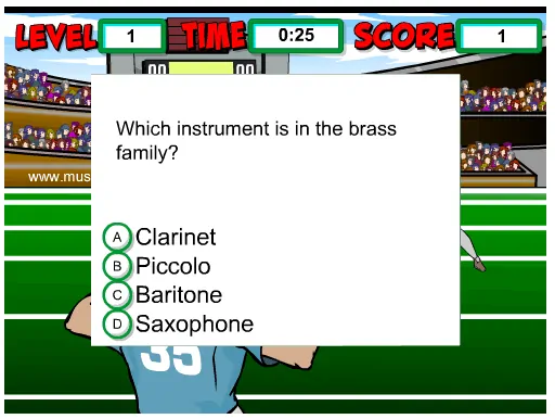 Instrument Family Football Quiz music game online