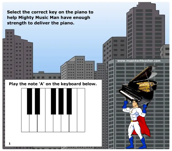 Mighty Music Man Piano Quiz music game online
