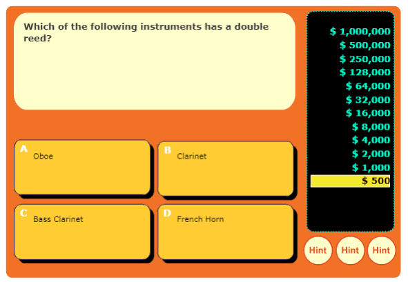 Music Mania Instrument Gameshow music game online