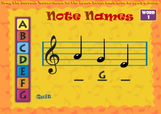 Note Names 2 music game online
