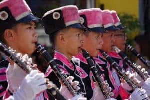 asian band playing clarinets