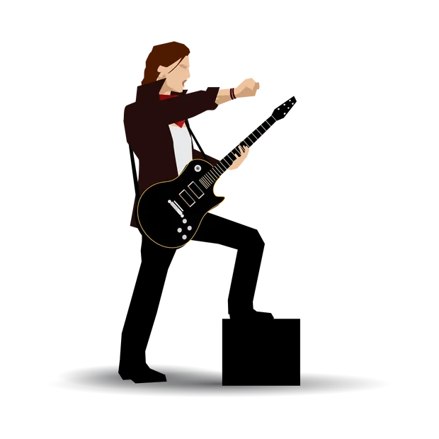 online guitar lessons guide menu graphic of guitarist
