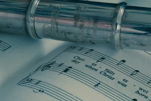 flute music sheet close up